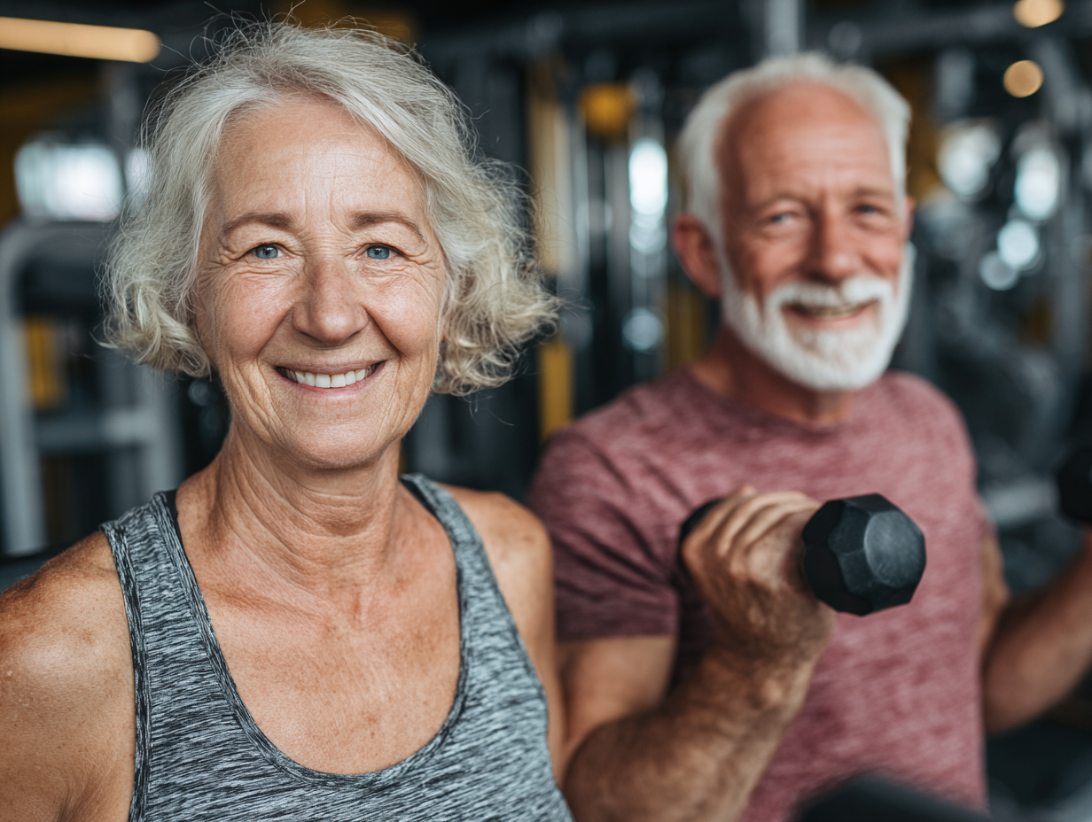 Старша жінка виконує йогу на природі